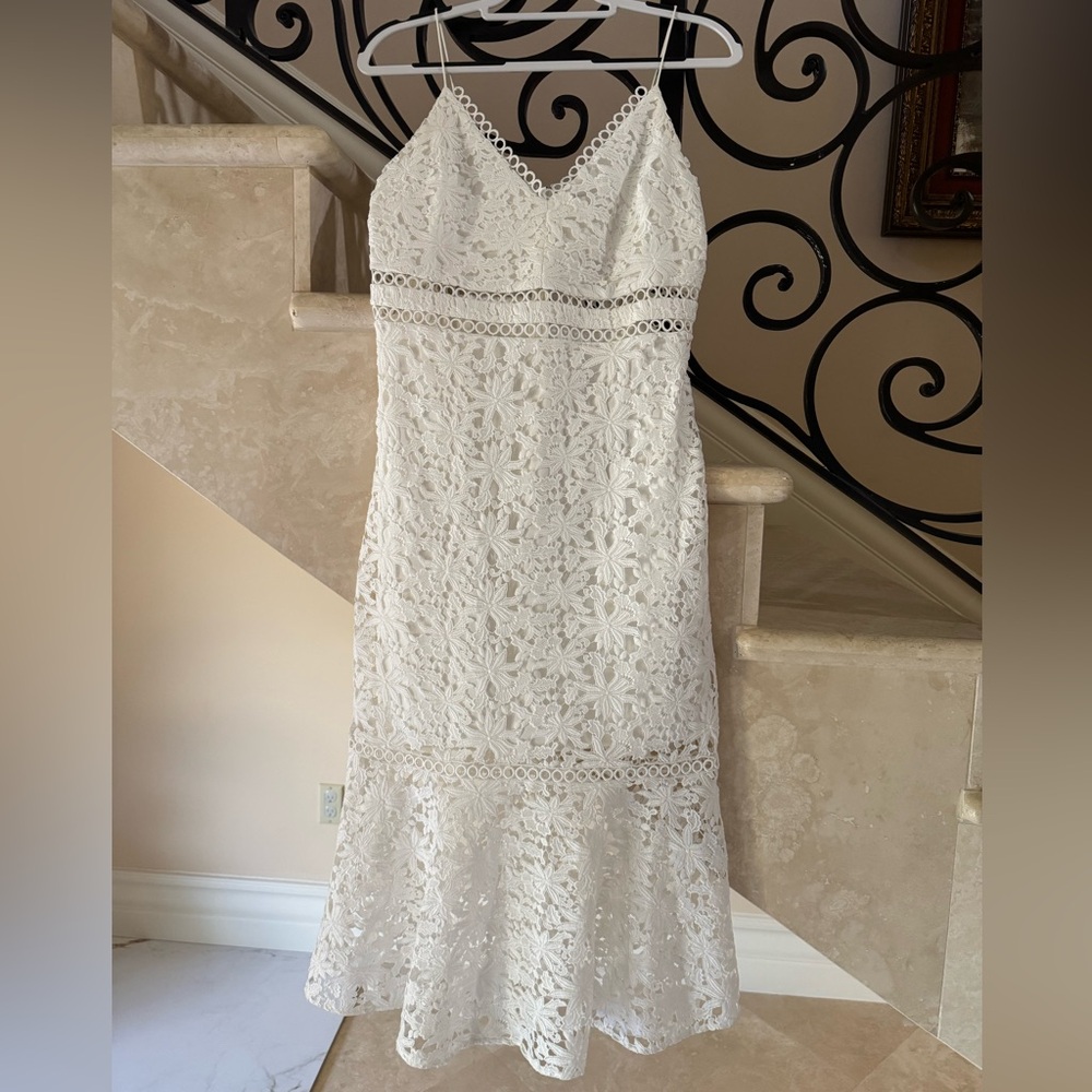 Laundry By Shelli Segal Strapless White Lace Dress